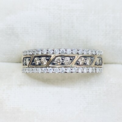 1/5 Ct 10k Yellow Gold Brown Diamond Engagement Wedding Pave Ring Size 7.5