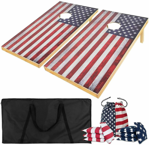 MammyGol 4'x2' Cornhole Board Toss Game Set Wooden American Flag for  Outdoor | eBay