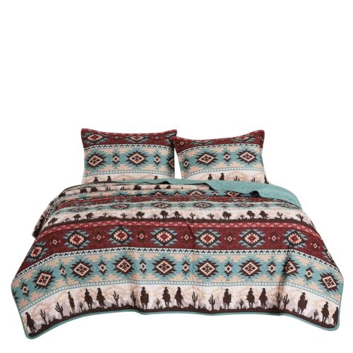 Juego de edredón azteca Chezmoi Collection Dune de 3 piezas Southwestern Cowboys - Multi... - Imagen 8 de 8