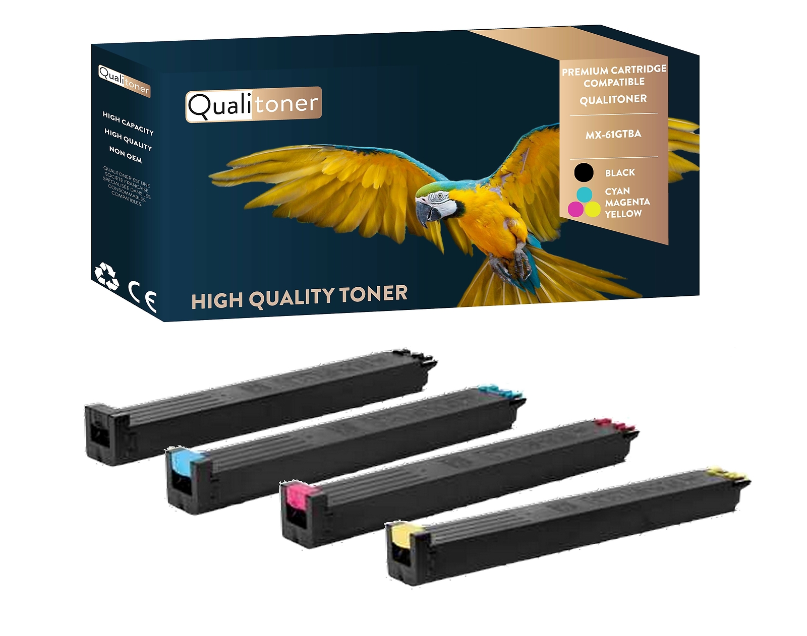 Toner Sharp MX61GTBA Qualitoner pack 4 couleurs CMJN haute capacité pour copieur laser