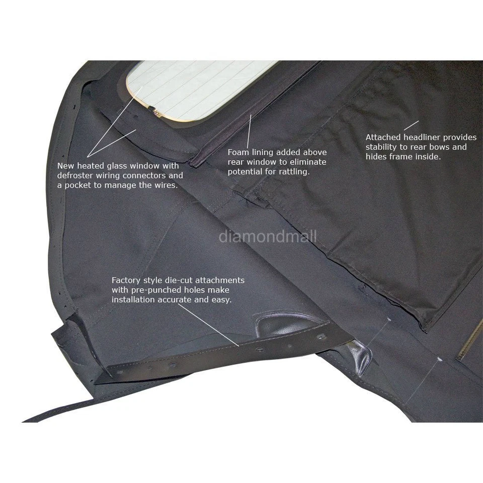 Convertible Soft Top Fits 2003-2009 Nissan 350Z w/DOT Heated Glass Window, Vinyl - Image 3 of 4