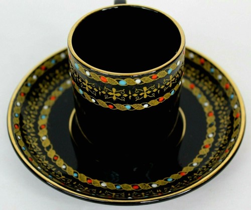 ITAILIAN BORDER DEMITASSE CUP AND SAUCER BY GIBON & SONS ENGLAND VINTAGE SET - Picture 4 of 9