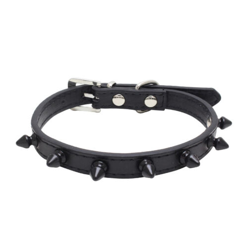 Small Spiked Studded Rivets Dog Pet Leather Collar Black Red White Toy Mini XS S - Picture 11 of 15
