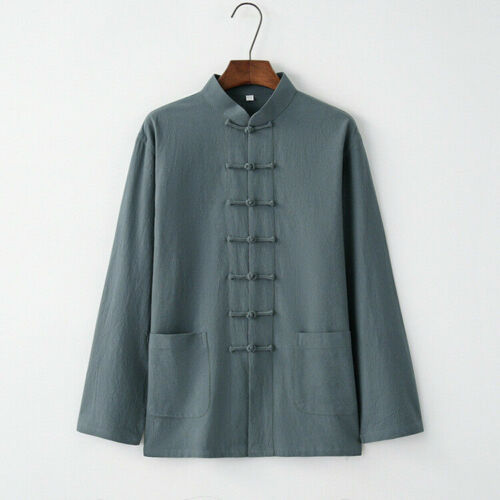 Männer chinesischer Tang Anzug Uniform Jacke Kleidung traditionell Kung Fu Tai Chi Mantel BH - Bild 11 von 22
