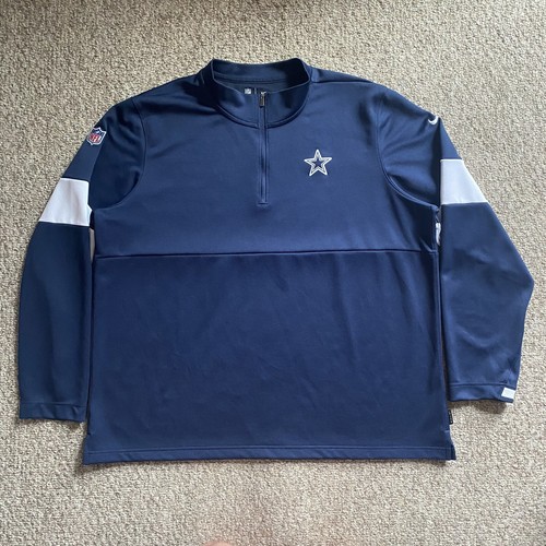 Nike Pullover Dallas Cowboys Herren 2XL Blau 1/4 Zip Onfield Dri Fit Langarm