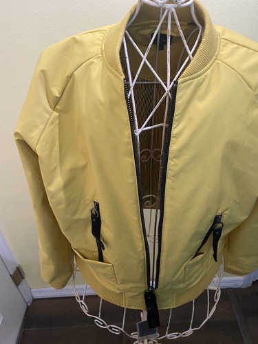 A|X Armani Exchange Women’s Yellow Blouson Jacket Bomber Biker Jacket Med NWT - Picture 6 of 14