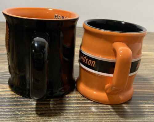 Tazza caffè Harley Davidson lotto di 2 tazzine da caffè con logo 3D rialzato nero/arancione - Foto 9 di 14