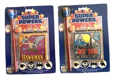 2 Superpowers Signature Stamp Sets 1984 Hawkman & Batman Craft Master