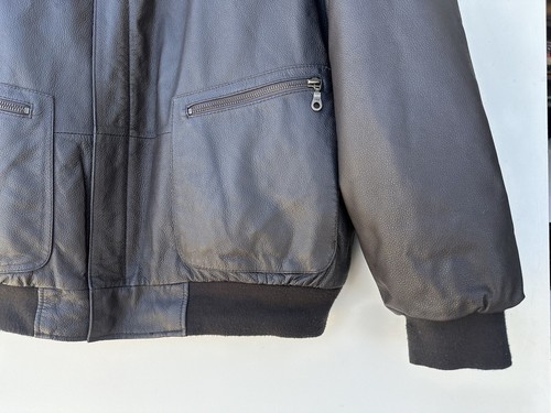 Snap-On Tools Brown Leather Bomber Jacket Coat Quilted Lining MENS Size XL VGUC - Picture 5 of 20