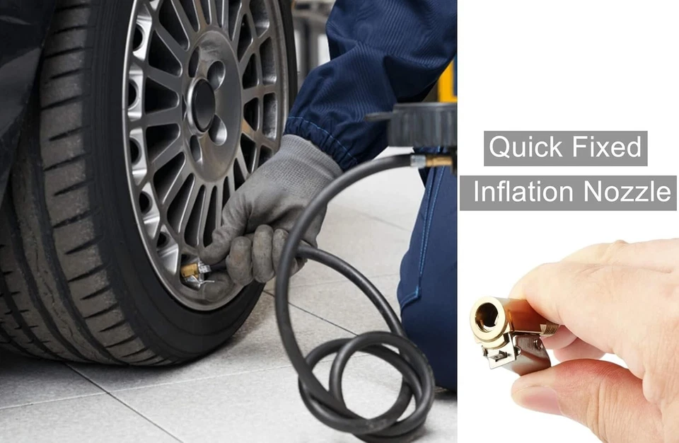 Tire Air Chuck with Clip Adapter, Brass Locking Tire Inflator Nozzle Adapter Con - image 2 of 4