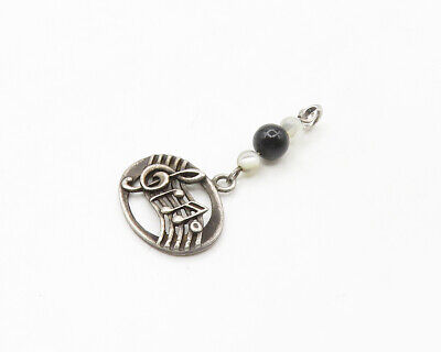SHUBE 925 Silver Vintage Black Onyx & Mother Of Pearl Music SHUBE 925 Silver Vintage Black Onyx & Mother Of Pearl Music
