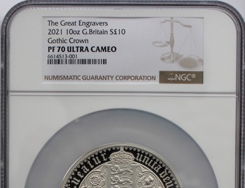 2021 GREAT ENGRAVERS GOTHIC CROWN NGC PF 70 ULTRA CAMEO 10 OZ - Picture 2 of 6