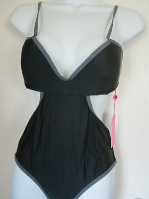 south beach shine tortoise shell cut out swimsuit in black