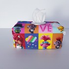 Tissue Box Cover Handmade Bright MultiColoured Troll Print Silver Circle Opening