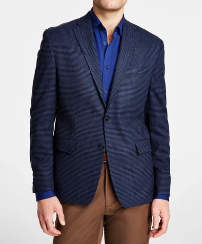 46R Michael Kors Men's Blazer Classic Fit Houndstooth Sport Coat Navy E05655 - Picture 10 of 10