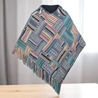 Mexican Baja Poncho Mens 100% Cotton Reversible Patchwork Hoodie Size XXL Hippy