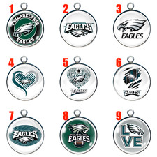 Eagles Glass Cabochon Charms, Philadelphia Pendants