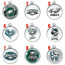 Eagles Glass Cabochon Charms, Philadelphia Pendants