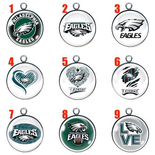 Eagles Glass Cabochon Charms, Philadelphia Pendants - Picture 1 of 30