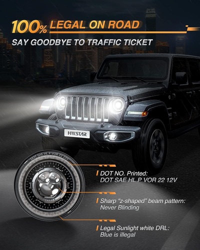 Bright Anti-Glare 7 Inch Led Headlights round Jeep Wrangler JK JKU TJ LJ Chevy F - Picture 8 of 9