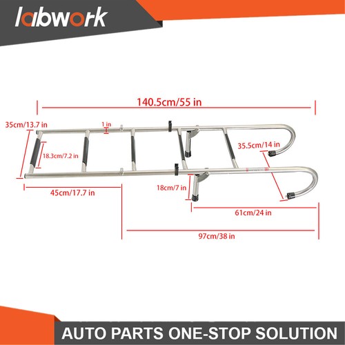 Labwork(2 Step+3 Step)Stainless Steel Folding Ladder Telescoping 400 lb. Limit - Picture 2 of 12