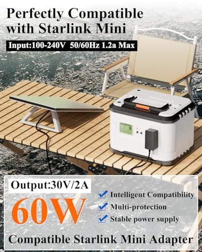 60W Power Adapter for Starlink Mini, 30V/2A 3.8 FT DC Charger with Universal  - Bild 2 von 8