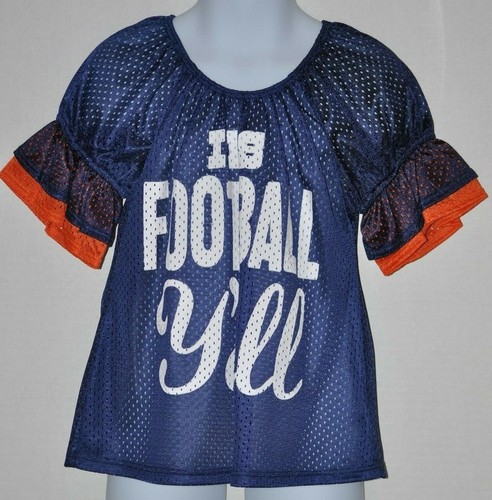 Girl's Jersey It's Football Y'all XS S M L Mesh Navy Orange Black Gold - Picture 11 of 12