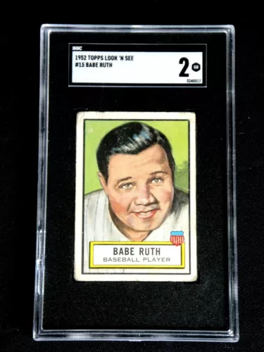 ORIGINAL BABE RUTH 1952 TOPPS LOOK N SEE CARD #15 SGC 2 NEW YORK YANKEES HOF 'N