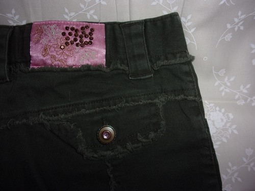 Paris Blues Girl’s Black Skort Flower Applique Pink Embroidery Adjst Waist Sz 10 - Picture 5 of 5