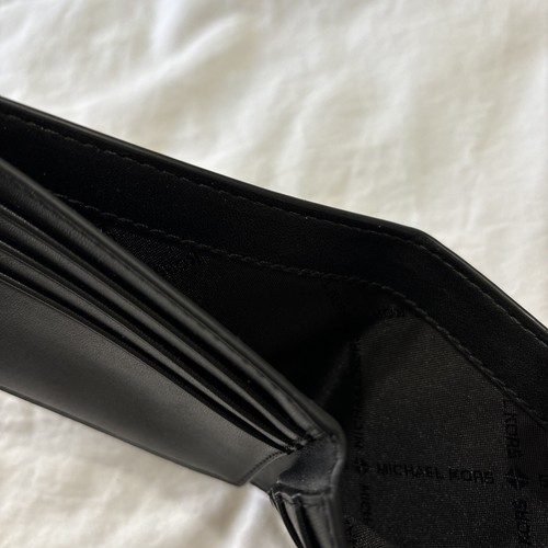 Cartera de cuero Michael Kors Jet Set negra monograma nueva billetera tarjeta de crédito $98 - Imagen 5 de 10
