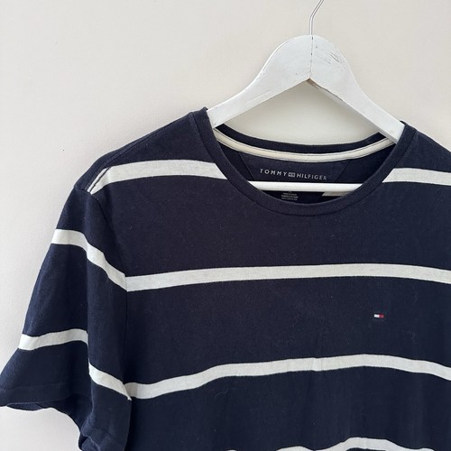Tommy Hilfiger Mens Classic Striped Short Sleeve T Shirt - Blue - Size Medium - Picture 3 of 9