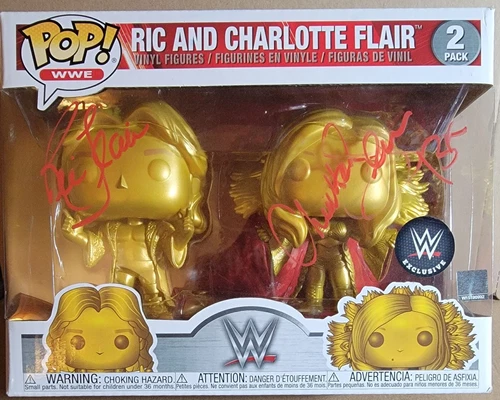 Ric Flair & Charlotte Flair Authentic DUAL Signed Funko PoP W/ JSA COA WWE