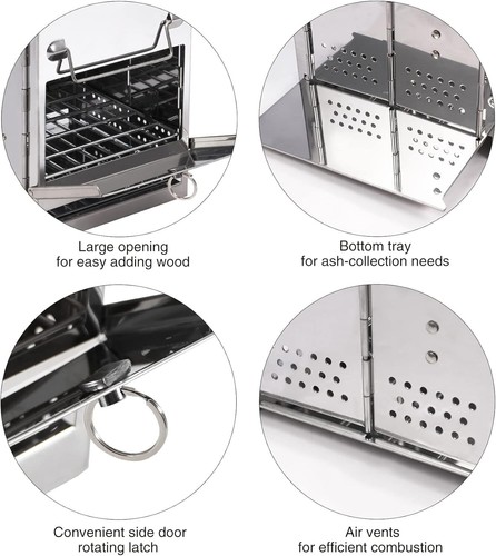 Backpacking Wood Grill Cooking Stove - Stainless Steel, Portable & Versatile - Picture 8 of 11