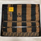 No Box Fendi Cotton 100% Bath Towel 60(23.6in) x 120cm(47.2in) Black Brown Zucca