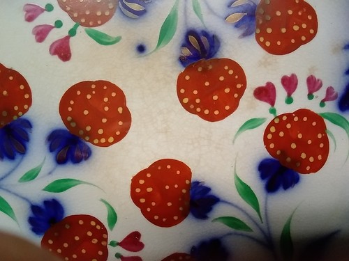 1850's Gaudy Ironstone Antique Flo Blue Strawberry Set Cup-Saucer-8" Plate - Picture 9 of 9