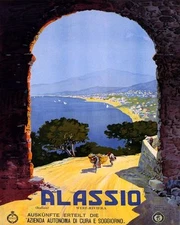 POSTER ALASSIO NATURAL AND SCENIC VIEWS ITALY TRAVEL VINTAGE REPRO FREE S/H