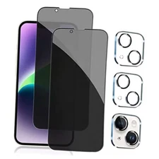  2+2Pack iPhone 14 Privacy Screen Protector with Camera Lens Protector Full 