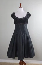 TERI JON Rickie Freeman $560 Taffeta Ruffle Lace A-Line Evening Dress Size 12
