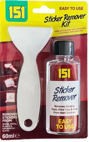 STICKER REMOVER KIT WITH SCRAPER REMOVES STICKY STUFF AND GOO IS GONE 60ml NEW