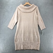 52Seven Off Shoulder Sweater Dress Womens 3X Beige Acrylic Blend Long Sleeve