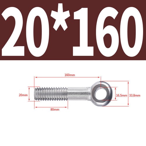 Eye Bolts Threaded Rings Catenary Wire Hanging Eyelet Screws A2 StainlessM5-M24 - Picture 128 of 146