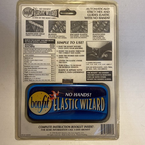 Bonfit Elastic Wizard W-8 Sewing Machine Attachments Guides & Foot - New NOS - Picture 2 of 12