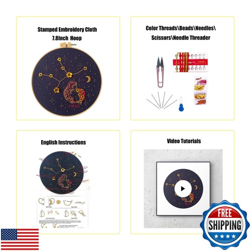 mozhijing Constellation Embroidery Kit for Adults with Stamped Pattern, Round - Bild 2 von 5