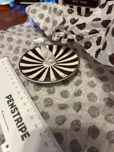 henri bendel dog whippet trinket dish brown and white ceramic - Picture 2 of 3