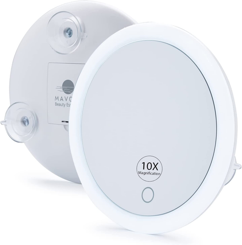 10X Magnifying Mirror with LED Light and 3 Strong Suction Cups. Compact, Lighted - Picture 9 of 12