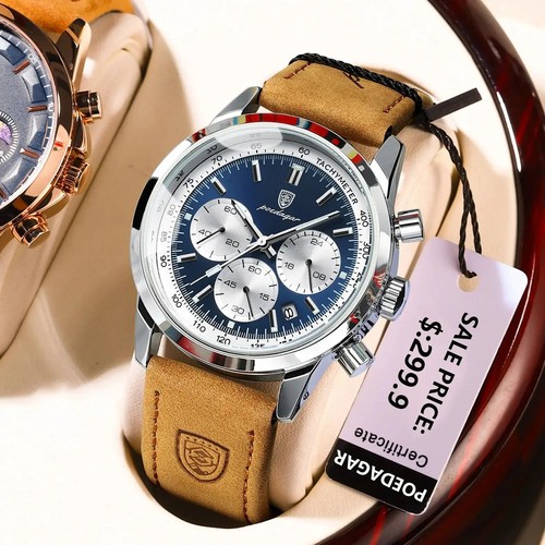 POEDAGAR Reloj Hombre Lujo Alta Calidad Militar Impermeable Luminoso Cronógrafo - Imagen 3 de 18