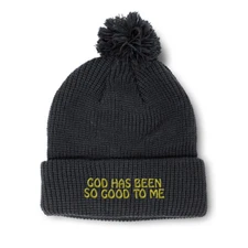 Pom Pom Beanies for Women God Has Been So Good to Me Embroidery God Skull Cap