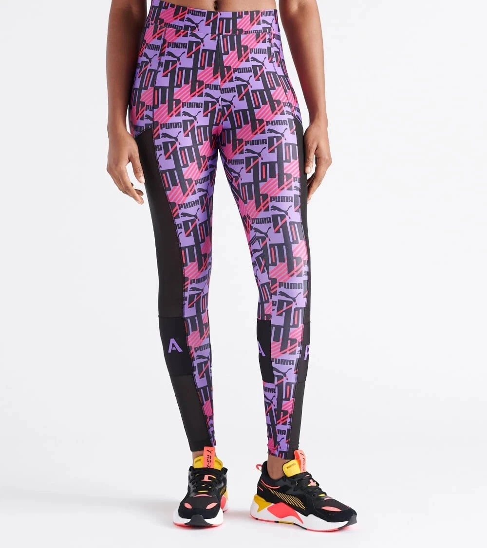 Puma Women All Over Print XTG Legging 595634-64 Purple Glimmer-Size Med or  Large