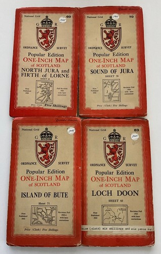 Lot of 4 Vintage Ordnance Survey SCOTLAND 1" Maps