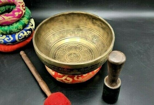 9" Buddha eye engraved Mantra singing bowl, meditation bowl, Chakra healing bowl - Picture 2 of 8